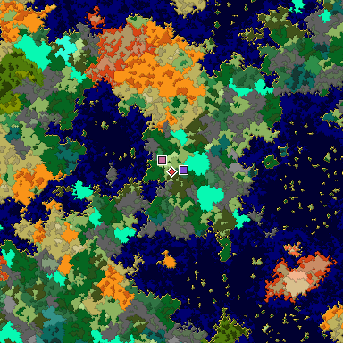 Predicted biome map of Java 1.16 seed -750516819888983548 around estimated spawn