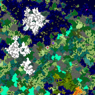 Predicted biome map of Java 1.16 seed -6198411976485329711 around estimated spawn