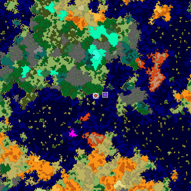 Predicted biome map of Java 1.16 seed 8167817194307182979 around estimated spawn