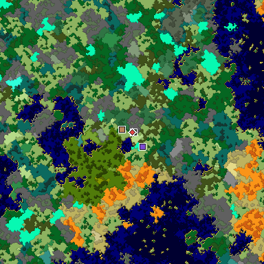 Predicted biome map of Java 1.16 seed 4602821956576212764 around estimated spawn