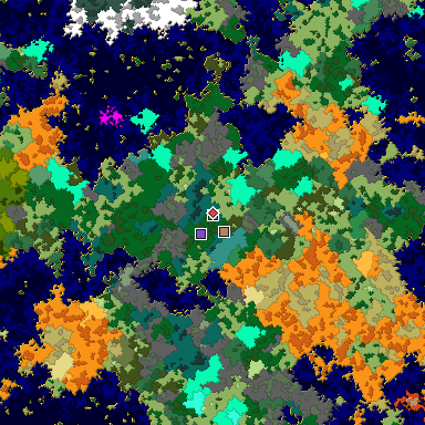 Predicted biome map of Java 1.16 seed 783213651524286663 around estimated spawn