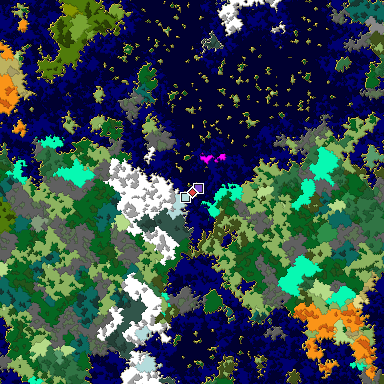 Predicted biome map of Java 1.16 seed -249842671401412644 around estimated spawn