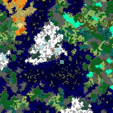 Predicted biome map of Java 1.16 seed -6464166251852096348 around estimated spawn