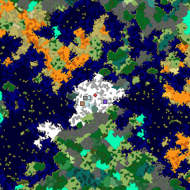 Predicted biome map of Java 1.16 seed -4771043779330183659 around estimated spawn