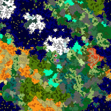 Predicted biome map of Java 1.16 seed -4833006955774833205 around estimated spawn