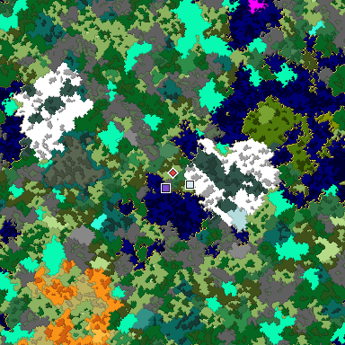 Predicted biome map of Java 1.16 seed -9137323155217129330 around estimated spawn