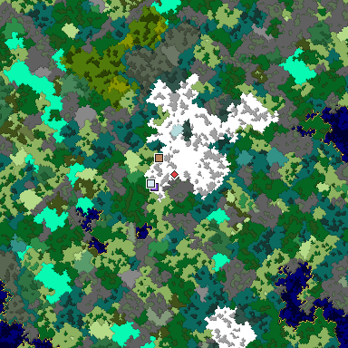 Predicted biome map of Java 1.16 seed 437780849274644540 around estimated spawn