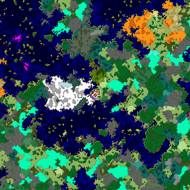 Predicted biome map of Java 1.16 seed 4659451246716663784 around estimated spawn