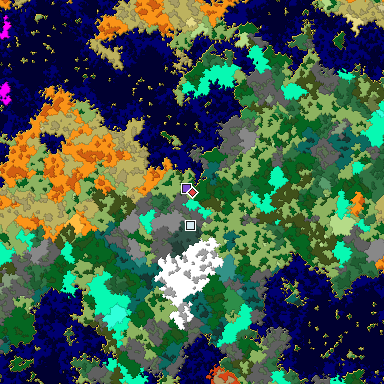 Predicted biome map of Java 1.16 seed -7115270916708728935 around estimated spawn
