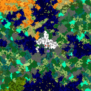 Predicted biome map of Java 1.16 seed 3264718817101203904 around estimated spawn