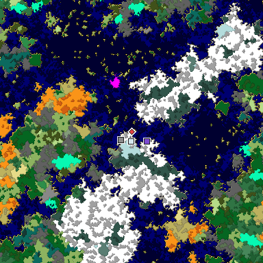 Predicted biome map of Java 1.16 seed 4708131319655857276 around estimated spawn