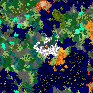 Predicted biome map of Java 1.16 seed 7930451571682597797 around estimated spawn