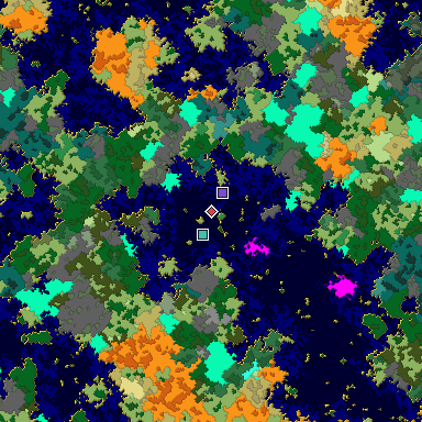 Predicted biome map of Java 1.16 seed -8148244657768988489 around estimated spawn
