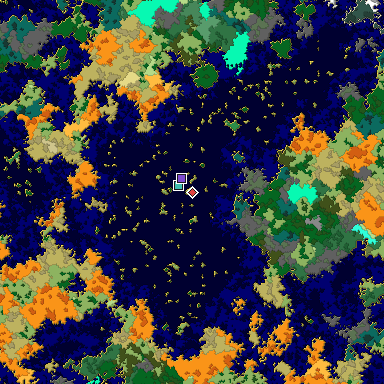 Predicted biome map of Java 1.16 seed -7181010777007573991 around estimated spawn