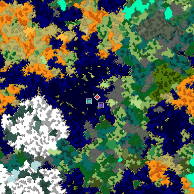 Predicted biome map of Java 1.16 seed -844433999025166994 around estimated spawn