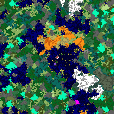 Predicted biome map of Java 1.16 seed 291478475888280700 around estimated spawn