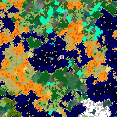 Map of Minecraft seed 2989569314675531513 around spawn