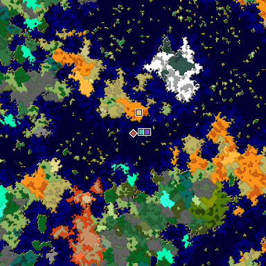 Predicted biome map of Java 1.16 seed 3698630956351760197 around estimated spawn