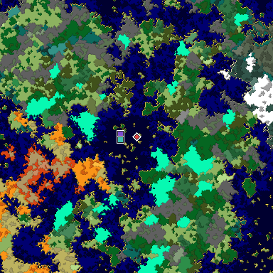 Predicted biome map of Java 1.16 seed -1694220268197338983 around estimated spawn