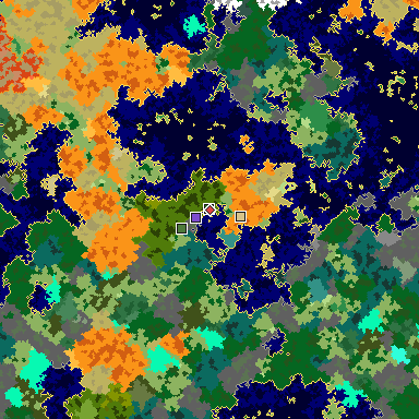 Map of Minecraft seed 8700657761201492285 around spawn