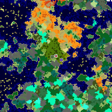 Map of Minecraft seed 5744129402475845315 around spawn