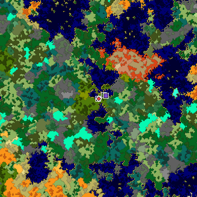 Predicted biome map of Java 1.16 seed 4789998973834867145 around estimated spawn