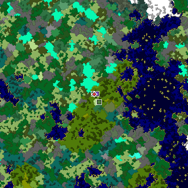 Predicted biome map of Java 1.16 seed -247111790810575747 around estimated spawn