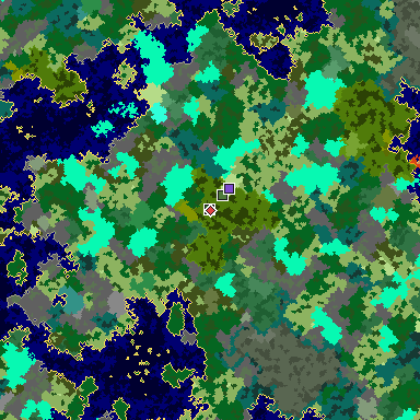 Map of Minecraft seed 4383574592591943350 around spawn