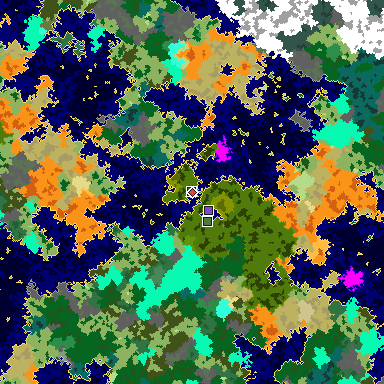 Map of Minecraft seed -7414826248023007347 around spawn
