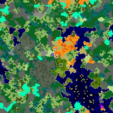 Map of Minecraft seed 2546268327619237351 around spawn