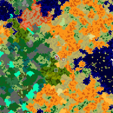 Map of Minecraft seed -8779380495316698633 around spawn