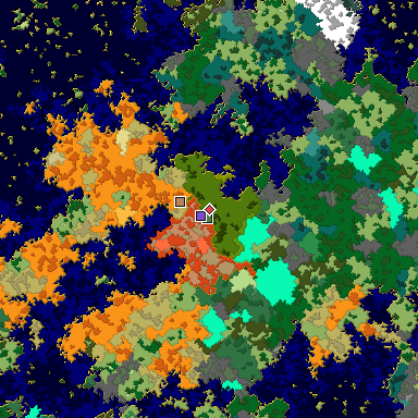Predicted biome map of Java 1.16 seed -2003413186676623443 around estimated spawn