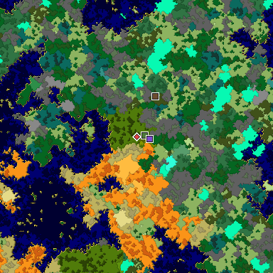 Predicted biome map of Java 1.16 seed -782893180649411341 around estimated spawn