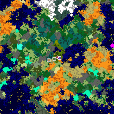 Predicted biome map of Java 1.16 seed 7126162124419948646 around estimated spawn