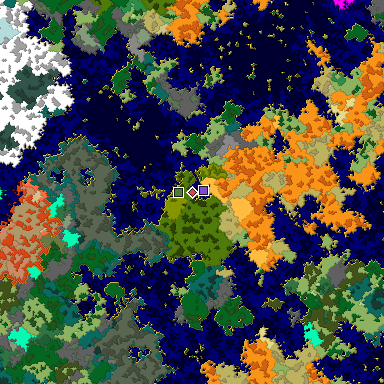 Predicted biome map of Java 1.16 seed 863148941895824394 around estimated spawn