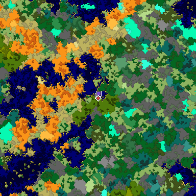 Predicted biome map of Java 1.16 seed -952427273089007514 around estimated spawn