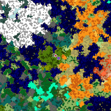 Predicted biome map of Java 1.16 seed 5964849689102364548 around estimated spawn