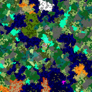 Predicted biome map of Java 1.16 seed 4544758804100919724 around estimated spawn