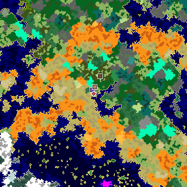 Map of Minecraft seed 3537962621879689610 around spawn