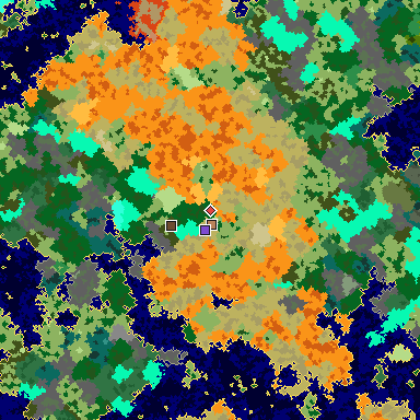 Map of Minecraft seed -8789559029635388851 around spawn