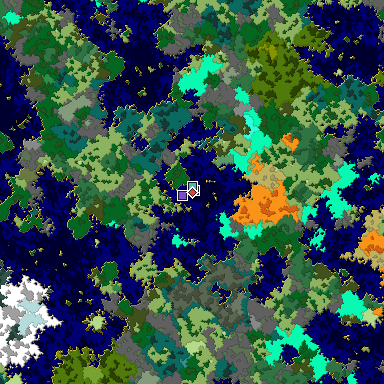 Predicted biome map of Java 1.16 seed -6854892901344911207 around estimated spawn