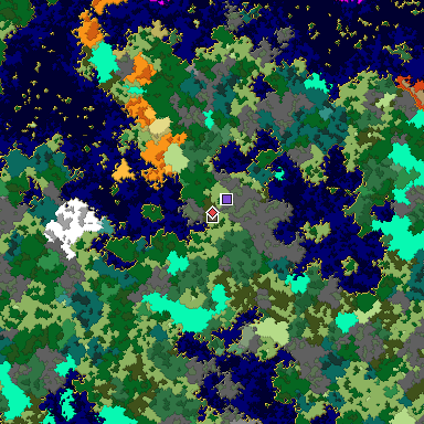 Predicted biome map of Java 1.16 seed 1202450722354898856 around estimated spawn