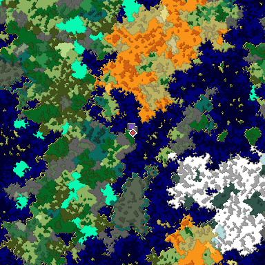 Predicted biome map of Java 1.16 seed -8415598447021926541 around estimated spawn