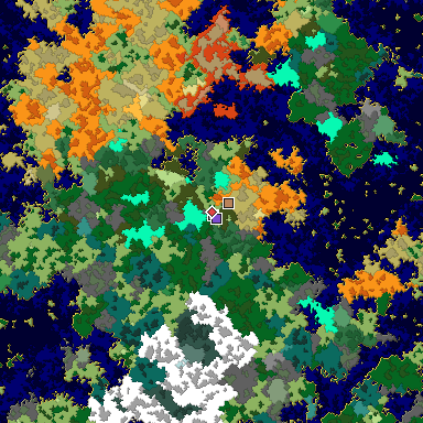 Predicted biome map of Java 1.16 seed -5979020537512922951 around estimated spawn
