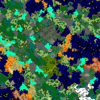 Predicted biome map of Java 1.16 seed 780611047450953269 around estimated spawn