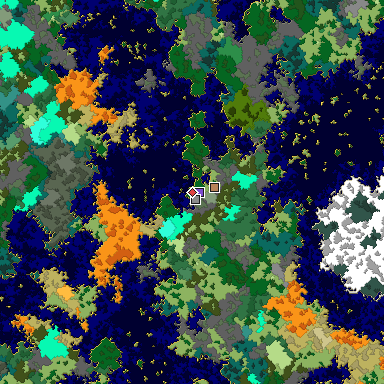 Predicted biome map of Java 1.16 seed -9094097177690482476 around estimated spawn
