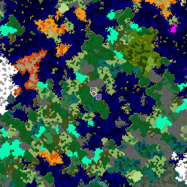 Predicted biome map of Java 1.16 seed 758825290712189816 around estimated spawn