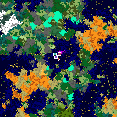 Predicted biome map of Java 1.16 seed 1650644594900014450 around estimated spawn