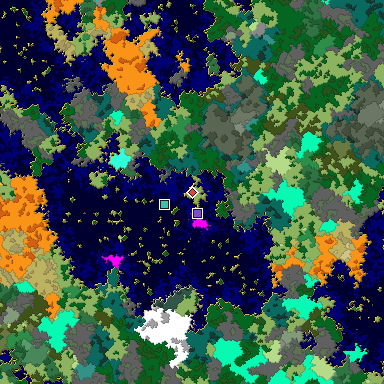 Predicted biome map of Java 1.16 seed 3212033541213791126 around estimated spawn