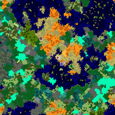 Predicted biome map of Java 1.16 seed 5959745856195517294 around estimated spawn